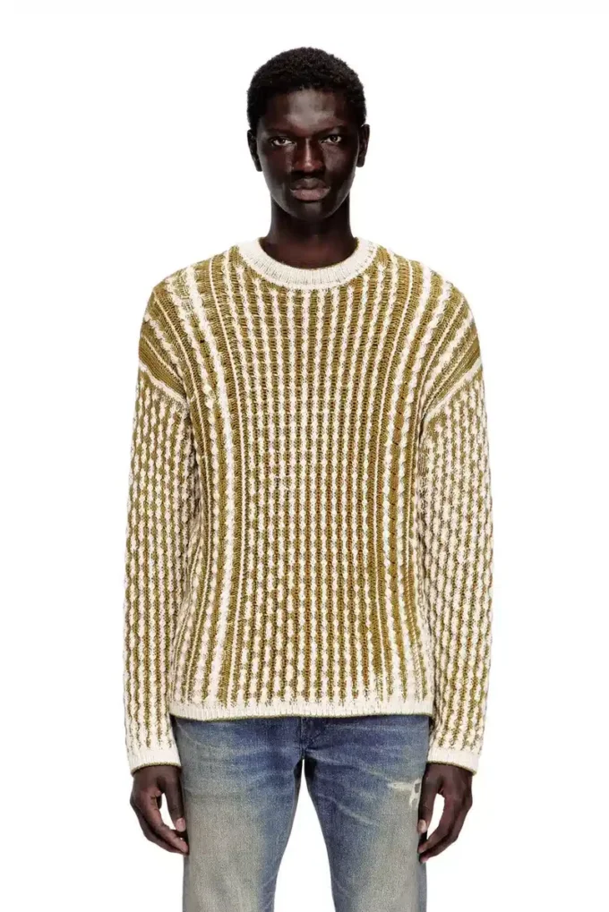 k-moise Reverse-print cable-knit jumper