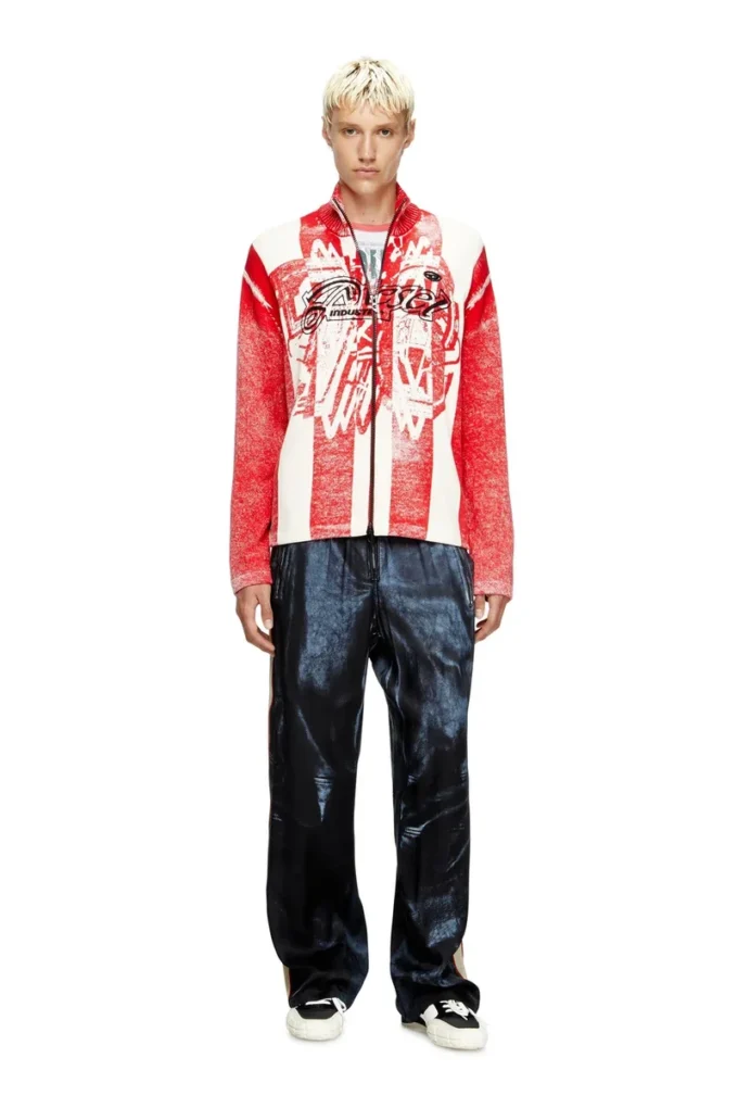 k-oliba-jkt Inside-print striped zipped cardigan