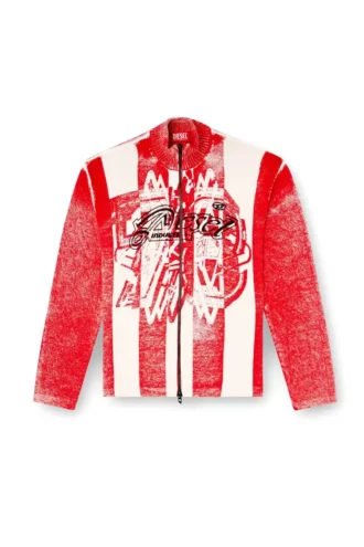k-oliba-jkt Inside-print striped zipped cardigan