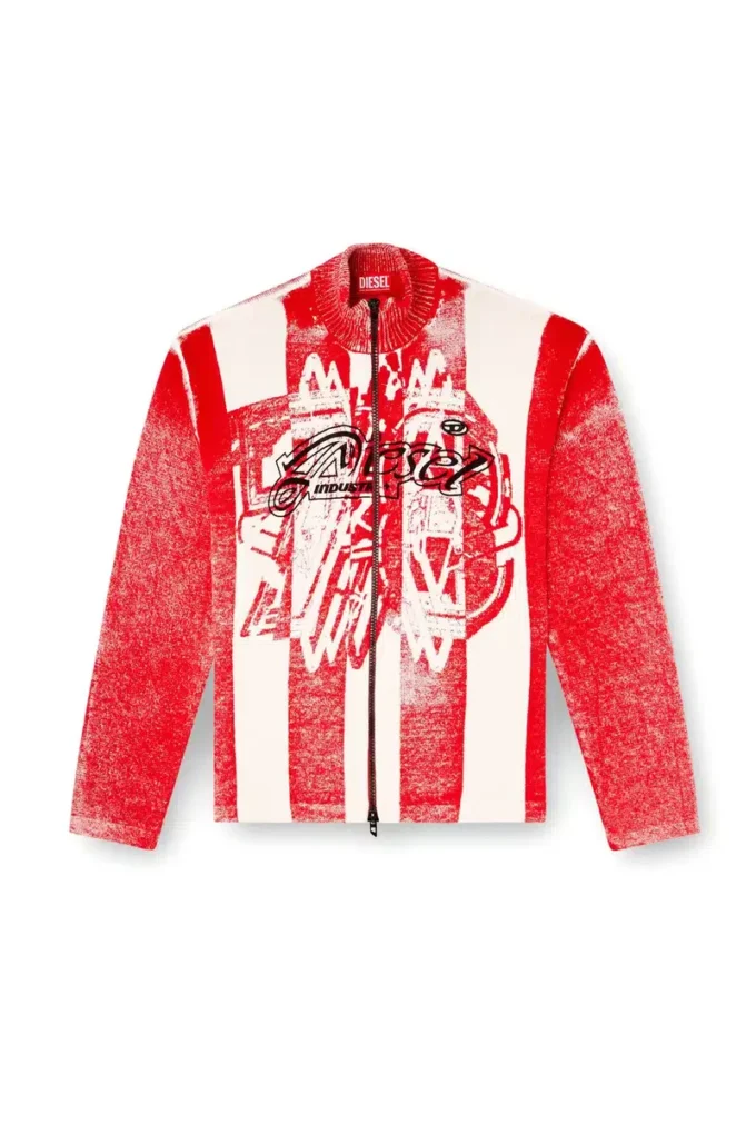 k-oliba-jkt Inside-print striped zipped cardigan