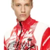 k-oliba-jkt Inside-print striped zipped cardigan