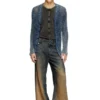 k-redram Mesh-knit cardigan in denim yarn