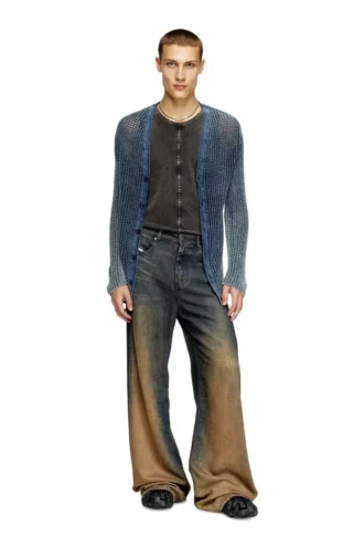 k-redram Mesh-knit cardigan in denim yarn