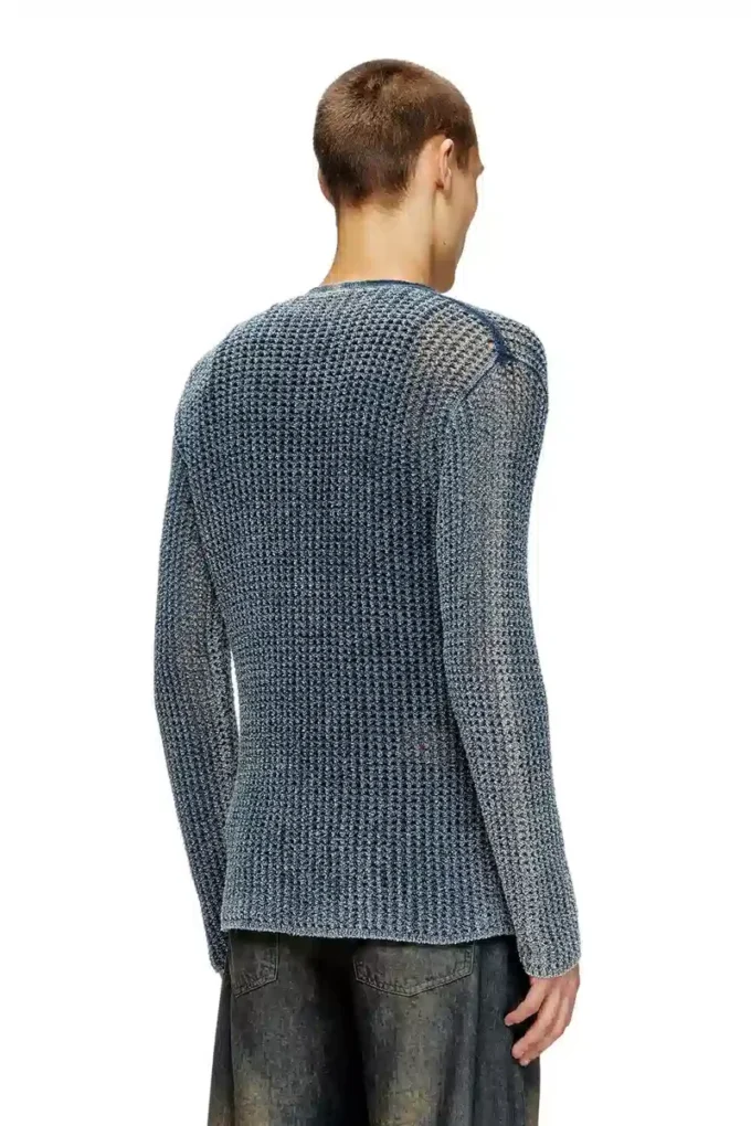 k-redram Mesh-knit cardigan in denim yarn