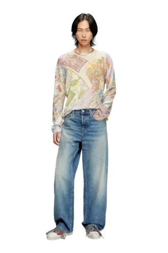 k-renton Linen jumper with medieval print