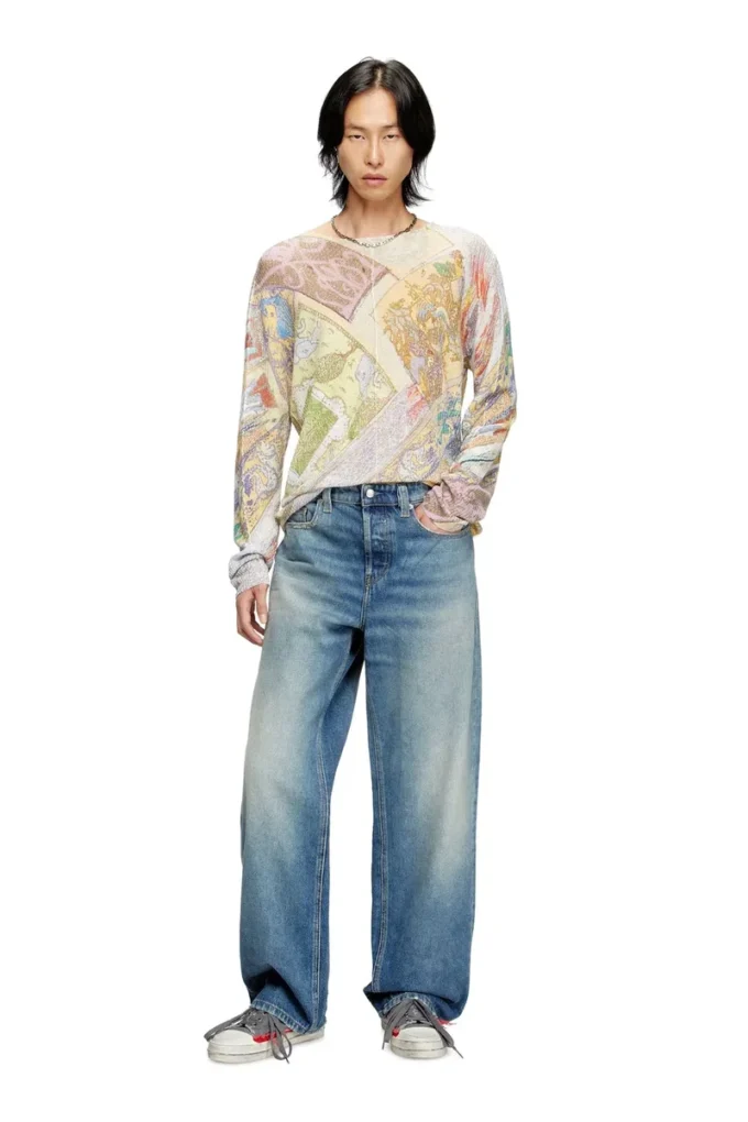 k-renton Linen jumper with medieval print
