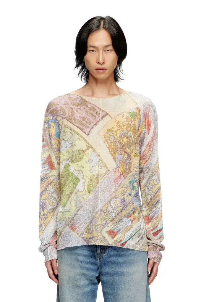 k-renton Linen jumper with medieval print
