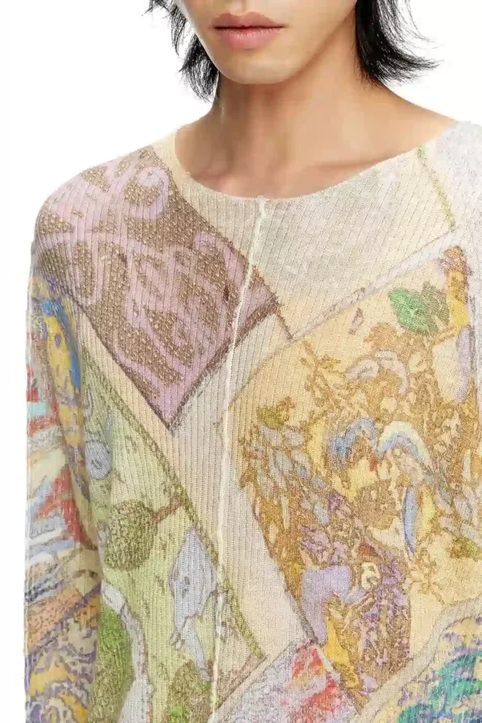 k-renton Linen jumper with medieval print