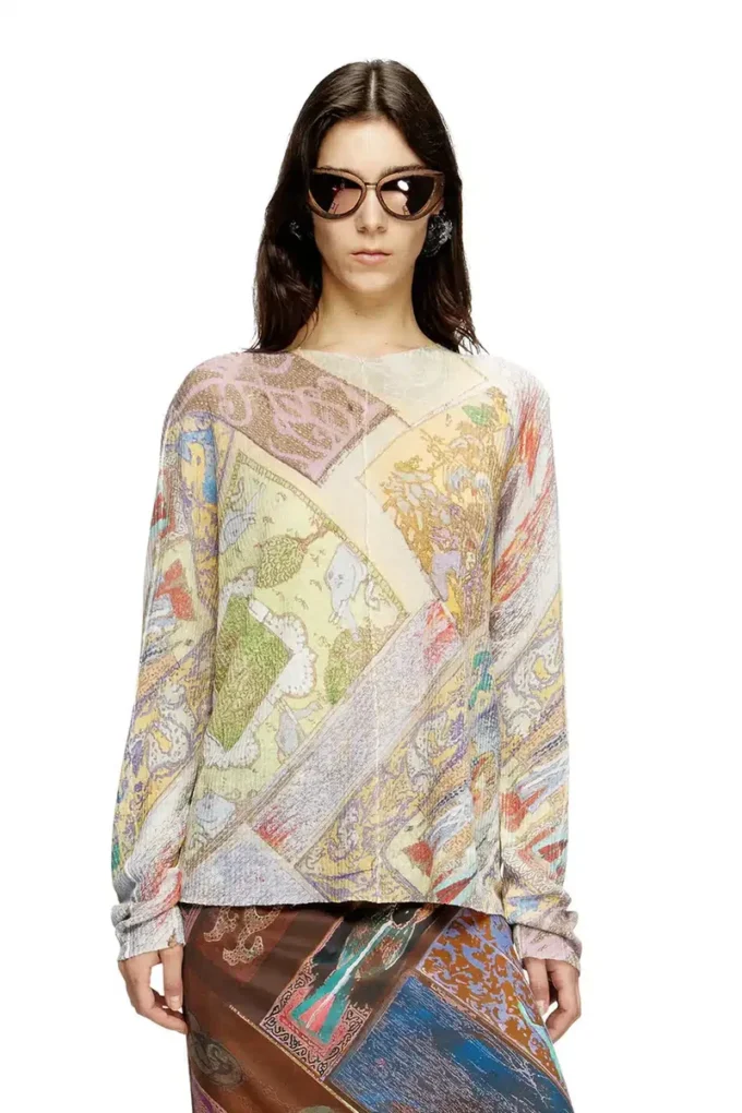 k-renton Linen jumper with medieval print