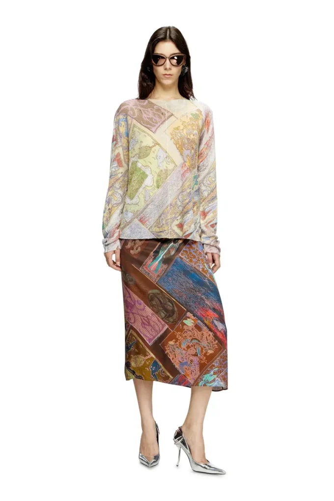 k-renton Linen jumper with medieval print