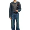 k-squared Open-knit polo jumper in denim yarn