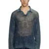 k-squared Open-knit polo jumper in denim yarn