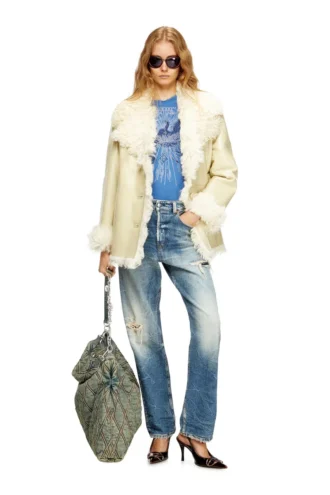 l-aconic Patent shearling jacket