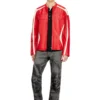 l-adam Colour-block leather biker jacket