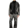 l-adam Colour-block leather biker jacket
