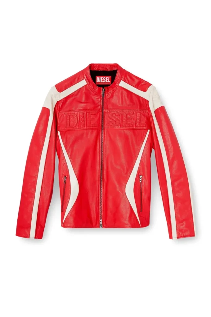 l-adam Colour-block leather biker jacket