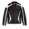 l-adam Colour-block leather biker jacket