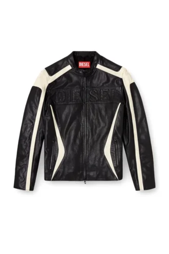 l-adam Colour-block leather biker jacket