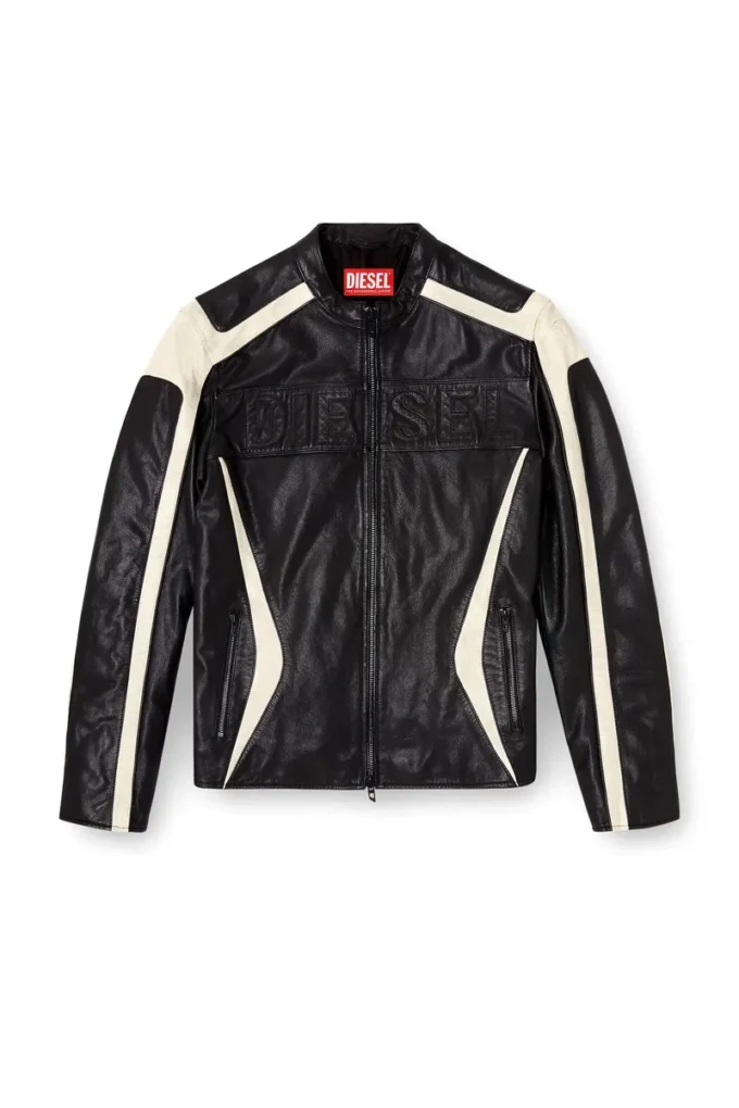 l-adam Colour-block leather biker jacket