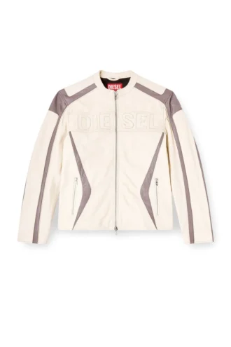 l-adam Colour-block leather biker jacket