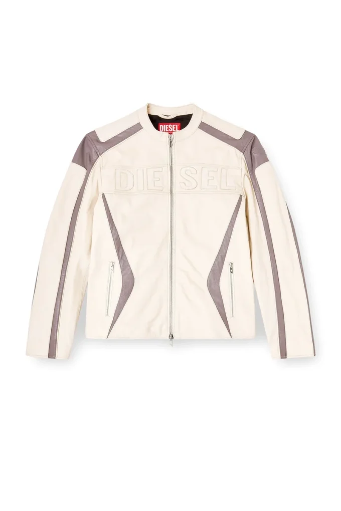 l-adam Colour-block leather biker jacket