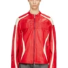 l-adam Colour-block leather biker jacket