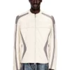 l-adam Colour-block leather biker jacket