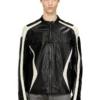 l-adam Colour-block leather biker jacket