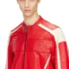 l-adam Colour-block leather biker jacket