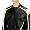 l-adam Colour-block leather biker jacket