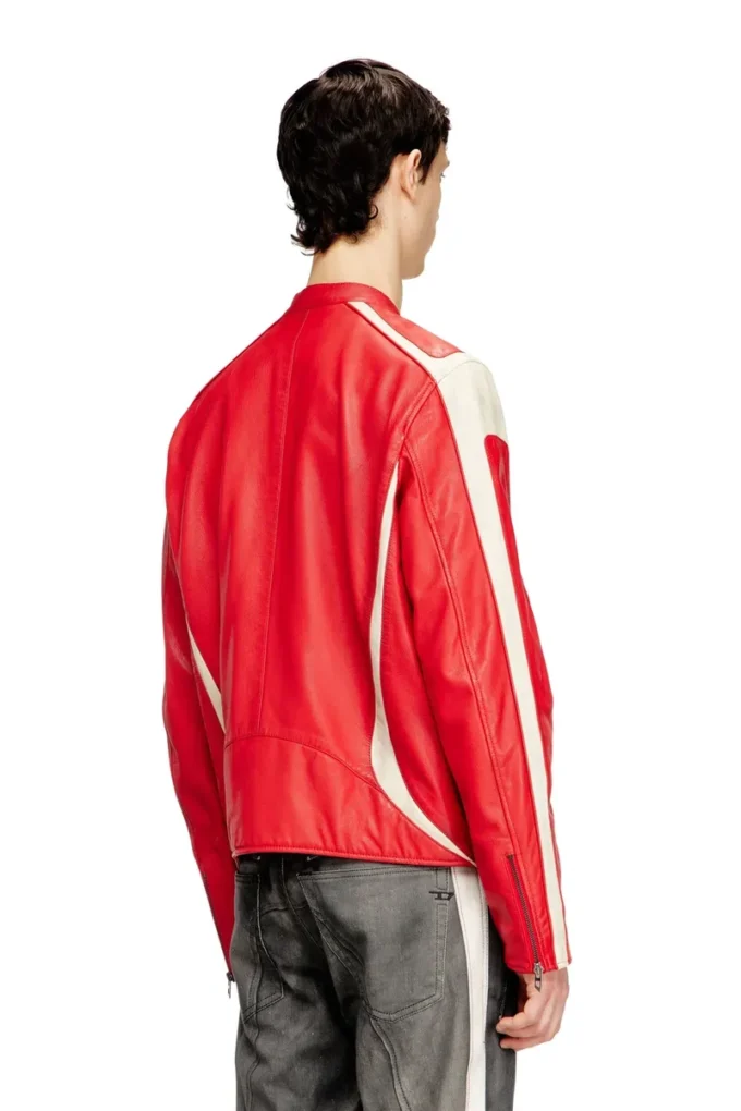 l-adam Colour-block leather biker jacket
