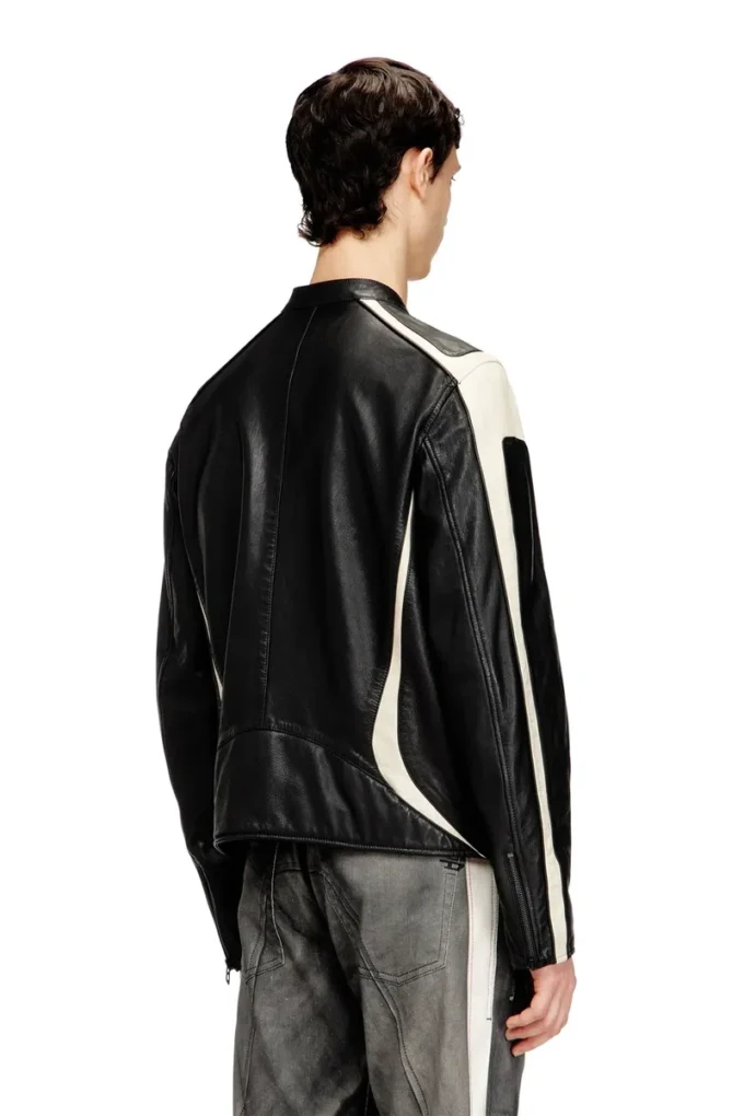 l-adam Colour-block leather biker jacket