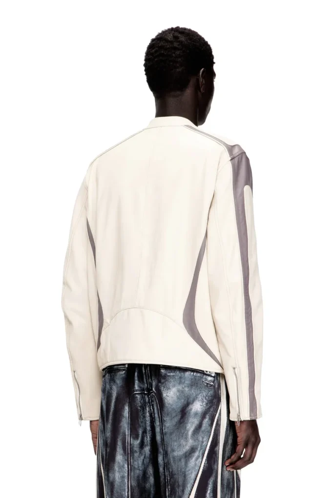 l-adam Colour-block leather biker jacket