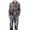 l-amar-enbi Leather coach jacket with biker print