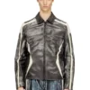 l-amar-enbi Leather coach jacket with biker print