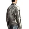 l-amar-enbi Leather coach jacket with biker print