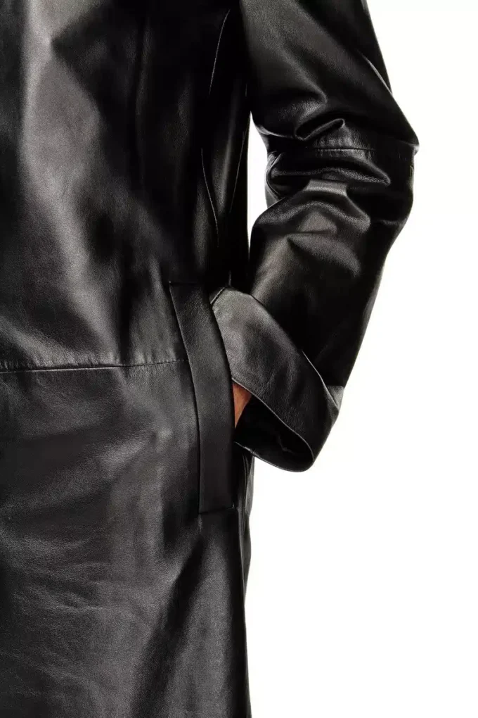 l-ancelot Long padded leather coat