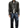 l-aross Distressed leather biker jacket
