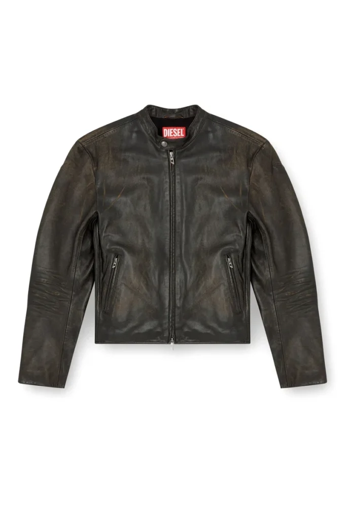 l-aross Distressed leather biker jacket