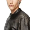 l-aross Distressed leather biker jacket