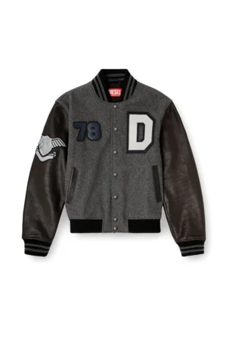 l-arry-cp Varsity jacket in wool and leather
