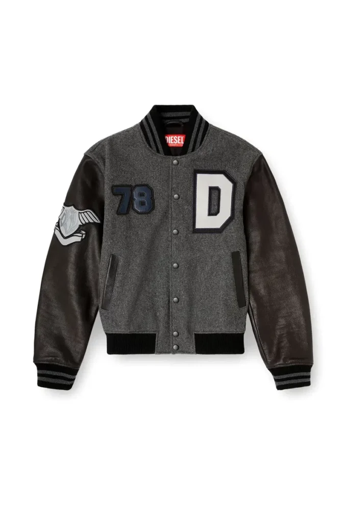 l-arry-cp Varsity jacket in wool and leather