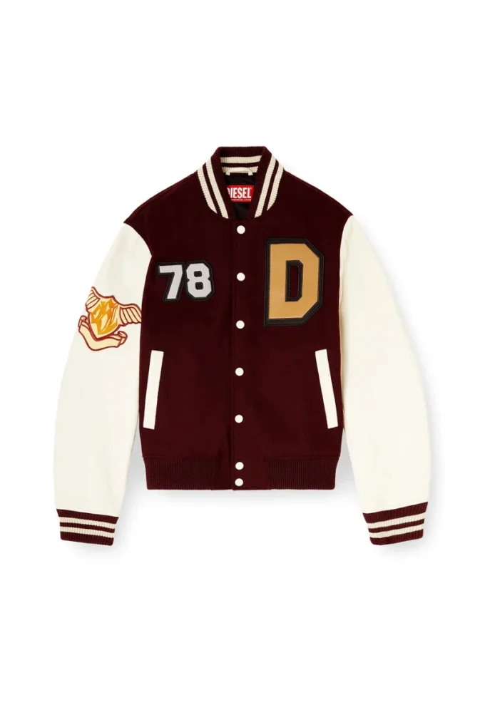 l-arry-cp Varsity jacket in wool and leather