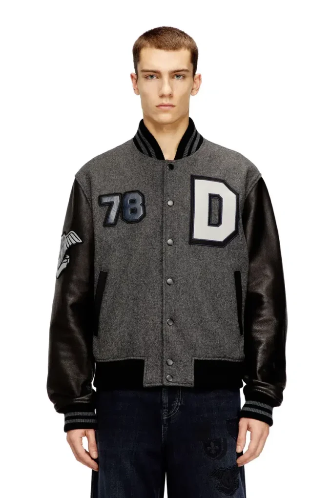 l-arry-cp Varsity jacket in wool and leather