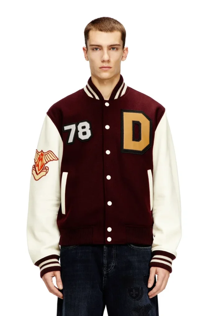 l-arry-cp Varsity jacket in wool and leather