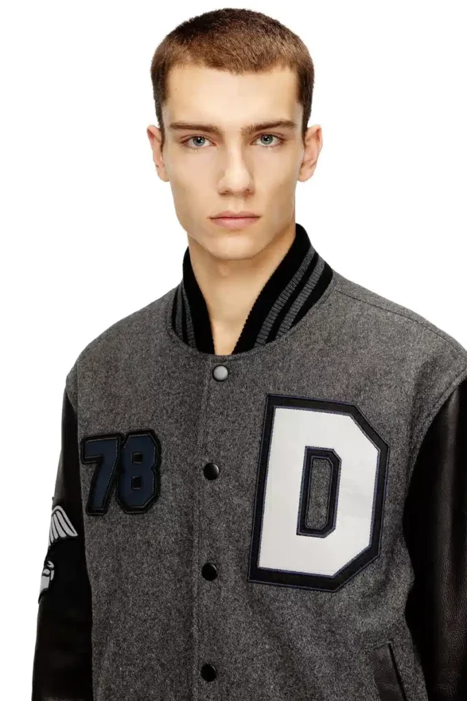 l-arry-cp Varsity jacket in wool and leather