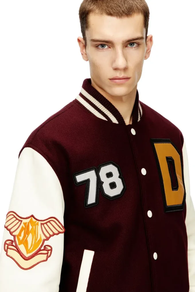 l-arry-cp Varsity jacket in wool and leather