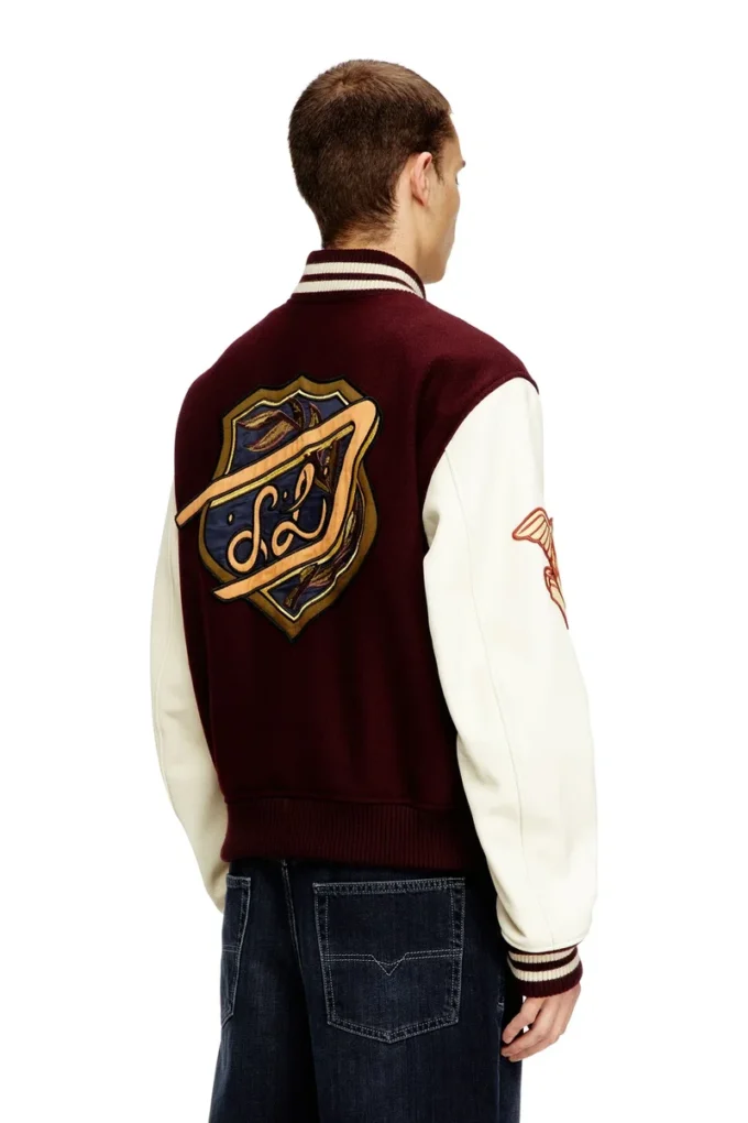 l-arry-cp Varsity jacket in wool and leather