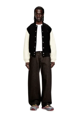 l-arry-wrd Bomber jacket in wool blend and leather