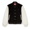 l-arry-wrd Bomber jacket in wool blend and leather